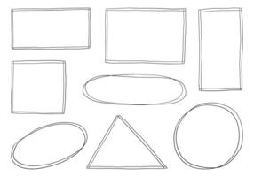 Hand drawn geometric shape collection. A versatile collection of 8 hand drawn geometric shapes, including rectangles, ovals, and triangles, perfect for frames, backgrounds, and creative projects vector