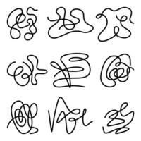Freeform abstract line art designs. A curated collection of nine freeform abstract line art designs featuring bold loops and creative strokes, perfect for modern artistic projects vector