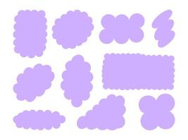 Scalloped Speech Bubble and Label Shapes. A set of 10 scalloped bubble shapes, ideal for speech bubbles, and decorative elements. Perfect for digital designs, scrapbooking, and social media graphics vector