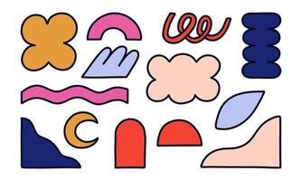 Bold Abstract Geometric Shapes Set. Collection of 13 abstract geometric shapes, perfect for creative design projects, posters, and digital compositions vector
