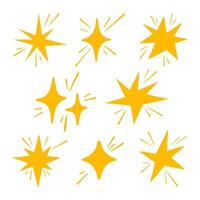 Hand drawn starburst shape glowing accents. A collection of 8 unique hand drawn starburst shapes featuring glowing accents, ideal for decorative, artistic, or celebratory illustrations vector