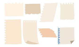 Collection of torn and curled paper sheet. A set of 8 hand-drawn paper sheet illustrations featuring torn edges, perforation, and curls, perfect for digital scrapbooking, journaling, or design project vector