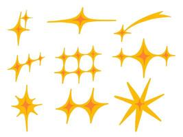 Retro Dual-Tone Sparkle Shape Bundle. A collection of retro-inspired glowing sparkle shapes. These vibrant starburst elements are perfect for vintage aesthetics, digital art, and creative compositions vector