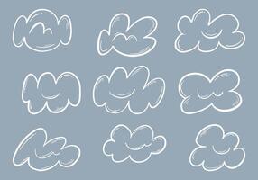 Hand-Drawn Sketch Cloud Shape Bundle. A collection of hand-drawn sketch-style cloud shapes with soft, rounded edges and subtle strokes. These whimsical and airy elements are perfect for illustrations vector