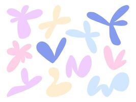 Soft Pastel Abstract Shapes Collection. A collection of 11 soft pastel abstract shapes in shades of purple, pink, yellow, and blue, designed with playful and fluid curve for modern and whimsical theme vector