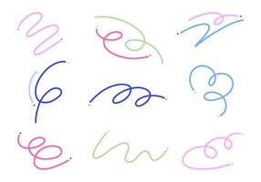 Abstract looping and curved line elements. A collection of 9 abstract looping and curved line elements with flowing and elegant designs, perfect for artistic, modern, and creative projects vector