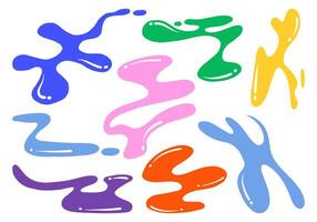 Abstract liquid shapes in vibrant colors. A collection of 8 abstract liquid shapes in bold, vibrant colors. Each shape features an glossy design, ideal for creative projects or modern graphics vector