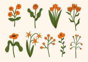 Minimalist Floral with Unique Stems and Bloom. A set of nine minimalist floral illustrations whimsical stems. This bundle is perfect for modern, rustic, or nature-inspired decor and design projects vector