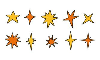 Abstract Star Icons Set. A collection of 9 abstract star icons in various shapes and colors, perfect for adding shine and energy to creative projects vector