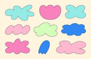 Hand drawn cloud-shaped abstract bundle. A set of 9 hand drawn abstract cloud-shaped designs, perfect for creative projects, modern branding, and decorative highlights vector