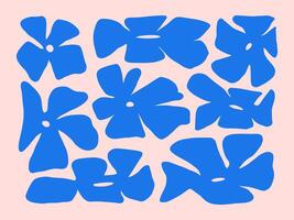 Abstract Blue Flower Icon Modern Style. A bold collection of abstract blue flower icons featuring modern, minimalist shapes, perfect for creative and contemporary design projects vector