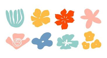 Abstract Hand Drawn Floral Shape Designs. A cohesive bundle of eight abstract floral shapes each with unique petal designs perfect for decoration digital art or graphic design vector