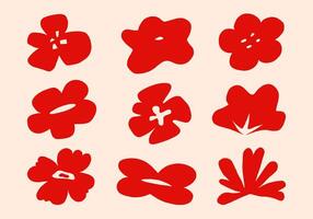 Hand Drawn Abstract Floral Elements. A collection of nine abstract floral elements with unique petal shapes, ideal for various design and decorative projects vector