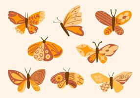 Decorative Butterfly Illustration Collection. A set of eight unique butterfly illustrations featuring floral, and abstract wing patterns. Perfect for artistic, decorative, and nature-inspired designs vector