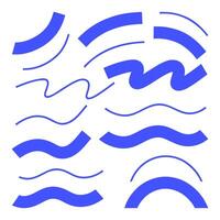 Abstract Line Shapes Curves Minimalist Art. A versatile collection of 16 abstract line shapes featuring bold and thin curves, waves, and zigzags, perfect for minimalist, modern, and creative projects vector