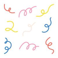 Curly and Swirly Line Elements. A set of nine playful curly and swirly line elements in various shapes and orientations, perfect for backgrounds, graphic accents, or creative design projects vector