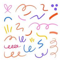 Abstract Line Art Collection Spirals Waves. A hand-drawn abstract line art elements, featuring playful spirals, loops, wavy lines, and creative shapes for modern patterns and graphic compositions vector
