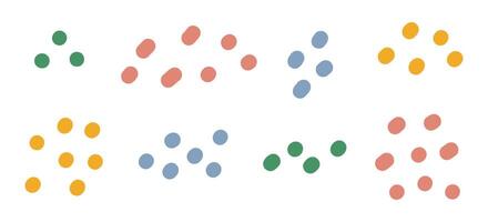 Minimalist Abstract Dot Patterns. A collection of eight abstract dot arrangements in various patterns, ideal for minimalist designs and modern decor themes vector
