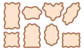 Creative Decorative Frames Wavy Designs. A collection of 8 hand-drawn decorative frames featuring wavy and layered designs, perfect for modern patterns, artistic decor, and abstract projects vector