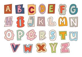 Playful Alphabet Icon Whimsical Shapes. A creative collection of alphabet icons featuring bold colors and whimsical shapes, perfect for educational, decorative, and artistic projects vector