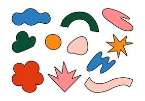 Collection of Abstract Outlined Shapes. A versatile set of 11 abstract hand-drawn shapes with bold outlines, designed to enhance creative projects with minimalist and modern art elements vector