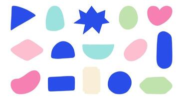 Modern Abstract Decorative Shape Collection. A vibrant collection of 15 abstract shapes, perfect for creative designs, patterns, and modern decorative projects. Includes various unique forms vector
