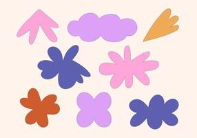 Hand drawn abstract floral shapes. A collection of eight unique abstract floral shapes with thin outlines, perfect for decoration, patterns, and creative design projects vector