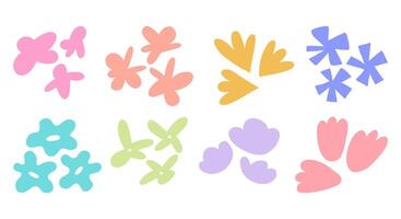Hand drawn abstract floral clusters. A collection of eight unique abstract floral shapes with no outlines, perfect for patterns, creative designs, and decorative uses vector