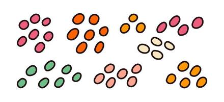 Abstract outlined dot cluster set. A collection of 8 abstract dot clusters with bold outlines, perfect for decoration and graphic design projects vector