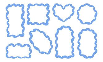 Hand Drawn Decorative Wavy Frames. A collection of 8 hand-drawn wavy frames featuring artistic edges, perfect for modern patterns, invitations, and decorative designs vector