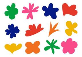 Abstract floral shapes hand drawn. A set of twelve unique abstract flower-inspired shapes, perfect for versatile patterns, creative designs, and decorative projects vector