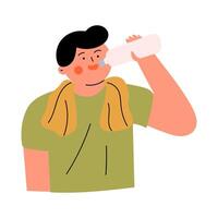 Man drinking water from a bottle vector