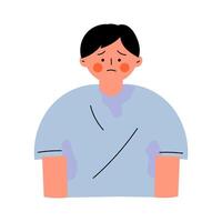 A man in a blue shirt with a sad expression vector