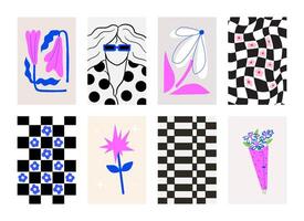 Abstract colorful poster gallery with hand drawn elements. Perfect for wall art in bedrooms, living rooms, and offices. Also ideal for decorative design projects. vector