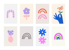 Abstract colorful poster gallery with hand drawn elements. Perfect for wall art in bedrooms, living rooms, and offices. Also great for decorative design projects vector