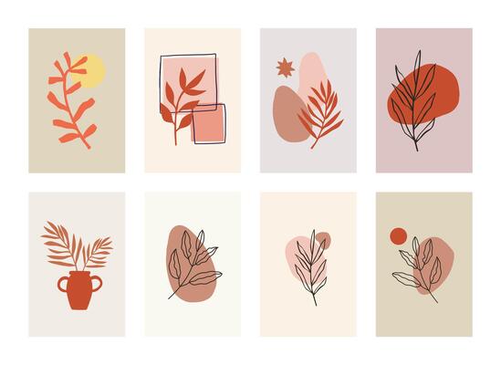 Abstract colorful poster gallery with hand drawn earth tone boho shapes Perfect for wall art in bedrooms living rooms and offices Also great for cards magnets books t shirts and posters
