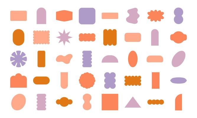 Abstract Geometric Shapes Hand Drawn. Doodle objects. Sticker shapes oval, rectangle, amoeba, flower. abstract background elements for branding, packaging, prints and social media posts.