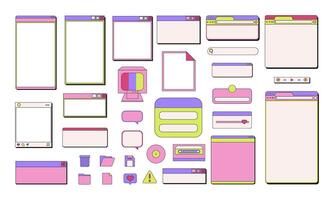 Retro user interface tabs computer vintage vaporwave desktop of website application programming. vector