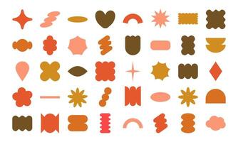 Hand drawn abstract geometric shapes with doodle elements including oval rectangle line flower and bling Perfect for branding packaging prints and social media posts vector