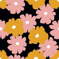 Seamless abstract floral pattern featuring colorful shape elements in a modern artistic composition Perfect for textiles wallpaper packaging and decorative designs vector
