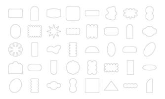 Lined Abstract Geometric Shapes Hand Drawn. Doodle objects. Sticker shapes oval, rectangle, line, flower, bling. abstract background elements for branding, packaging, prints and social media posts. vector