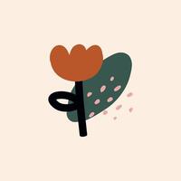 Hand drawn Abstract flowers and Leaves Elements Shapes composition art print illustration. vector