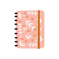 Cute Floral Notebooks notepads, memo pads, planners, organizers for making writing notes and jotting with abstract dry flowers composition. Hand drawn flat illustration. vector