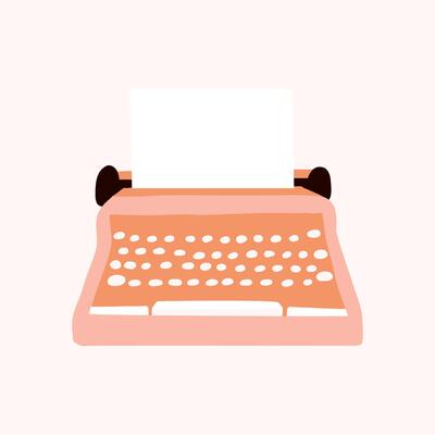 Old styled Vintage Typewriter with paper icon elements illustration. international authors day.