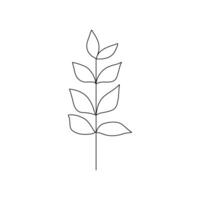 Abstract leaves continuous line drawing minimal botanical art. vector