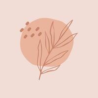 Modern abstract floral art and shapes background or layout. Boho Scandinavian color palette. Hand drawn trendy flat illustration. vector