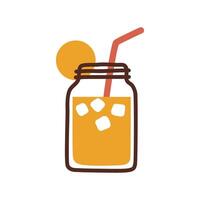 Refreshing Drink Lemonade. Summer Lemon Drink in Bottle with Straw. Beverages Lemon Mojito Illustration. vector