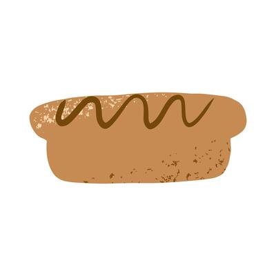 Rustic organic bakery bread loaf baking element illustration.