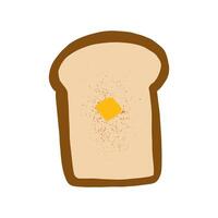 Hand drawn bread toast with melted butter illustration vector