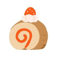 Cafe element Japanese Strawberry Cake Roll Slice Illustration vector